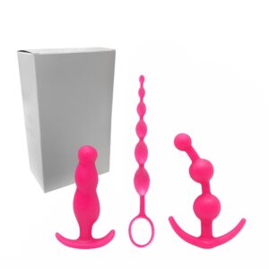 Kit Plug Anal Iniciante 3 Modelos Diferentes Silicone Pink