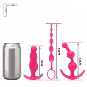 Kit Plug Anal Iniciante 3 Modelos Diferentes Silicone Pink